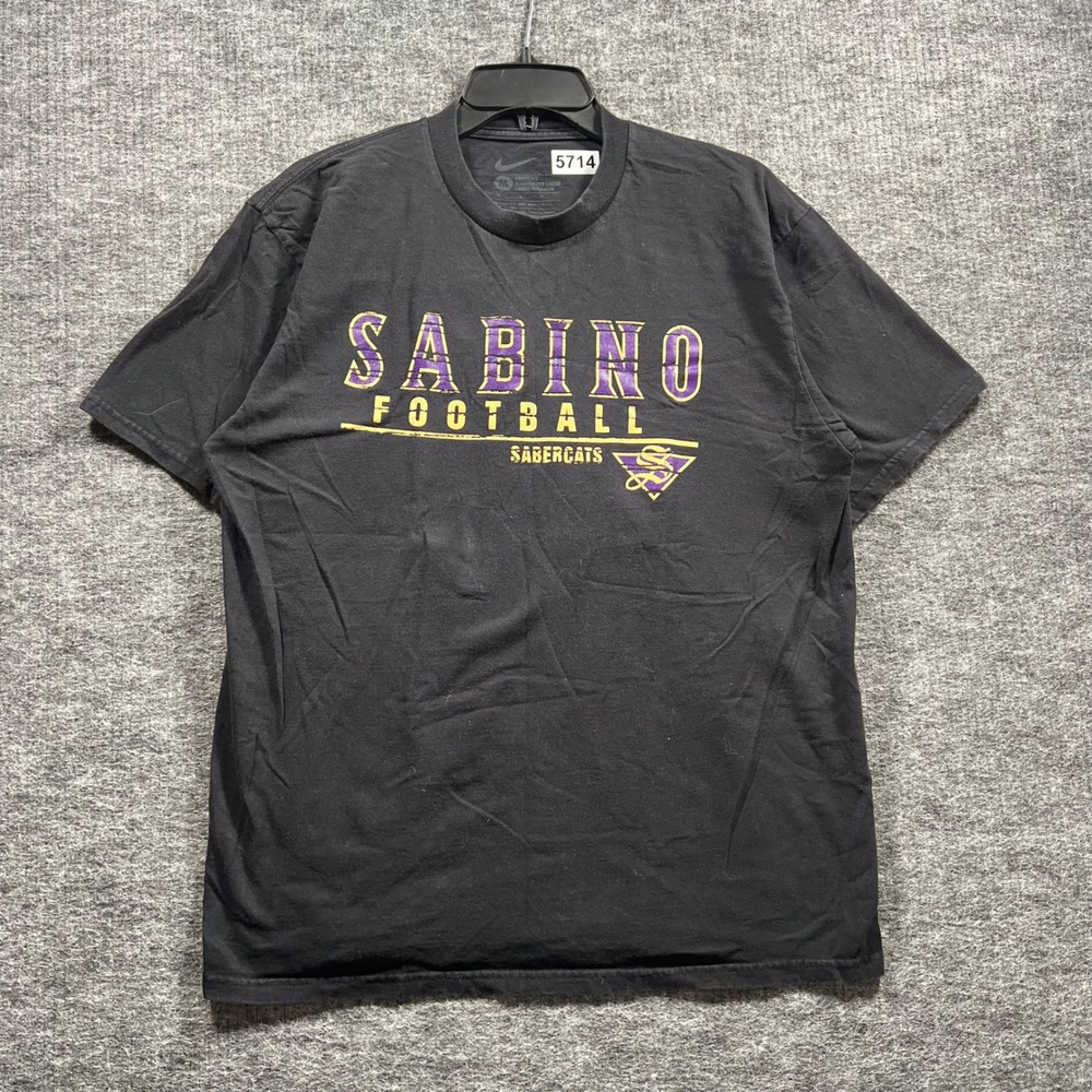 Nike Sabino Football Sabercats T-Shirt Mens Medium Black Graphic Tee